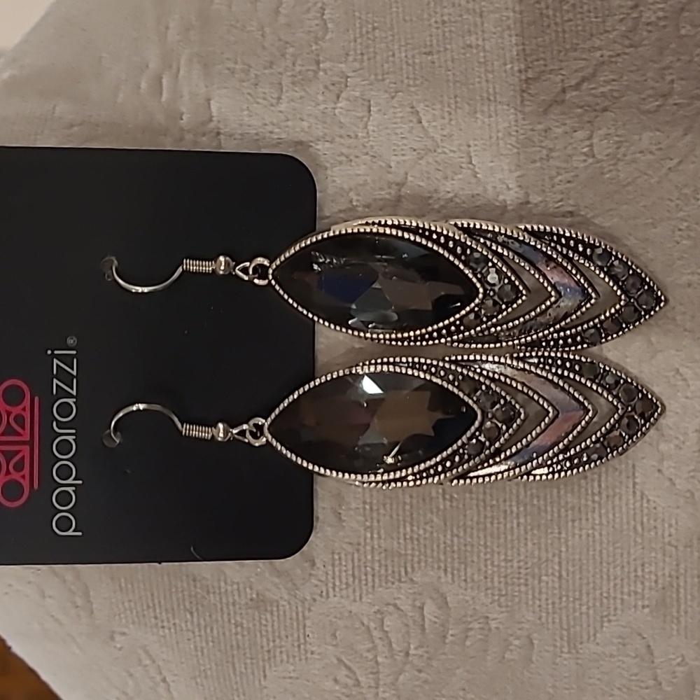 Paparazzi smoke rhinestones fishhook earrings